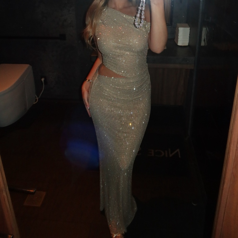 Meshki Gold One Shoulder Dress